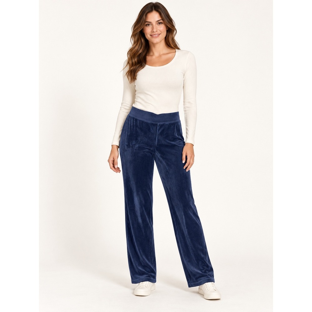 Lilly Pulitzer Velour Lounge Pants Medium Navy Blue Straight Leg Stretch